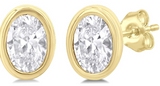 Yellow Gold Oval Cut Diamond Earrings