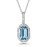 14KW Swiss Blue Topaz Pendant w/ 2 ct Topaz & 0.14 ctw Dia & 18"