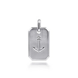 Sterling Silver Dog Tag Pendant with Anchor