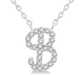 10K White Gold Diamond Initial "B" Necklace, 0.10 Carat TW