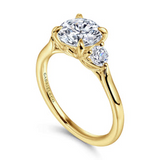 14K Yellow Gold 1.82 Carat TW Three Stone Lotus Diamond Engagement Ring