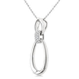 Sterling Silver Diamond Oval Pendant, 0.10Carat TW
