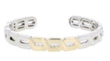 Sterling Silver Yellow Gold Accents and White Diamonds Cuff Bracelet