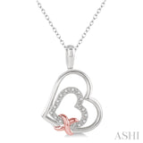 Sterling Silver Heart Shape Diamond Fashion Pendant, 0.03 Carat TW
