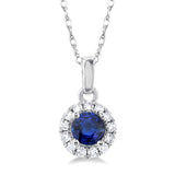 10KW Diamond and Sapphire Pendant w/ 0.05 ctw & 18