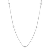 14K White Gold Diamond Station Necklace, 0.50 Carat TW