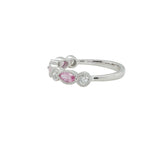 14K White Gold 0.48Carat TW Pink Sapphire Marquise Cut & 0.28Carat TW Diamond Round Cut G-H  SI2 7
