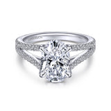 14KW Semi-Mount Diamond Engagement Ring w/ 0.48 ctw & Head Size 10.5 X 7 mm