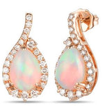 14KR Opal Earrings w/ 0.67ctw Dia. & 1.70 ctw Opal