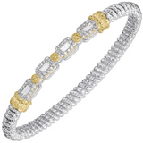 Sterling Silver and 14K Yellow Gold Diamond Stackable Bracelet, 0.67Carat TW