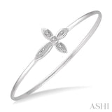 Sterling Silver Flexi Diamond Cross Bangle w/ 0.05 ctw