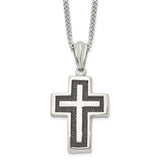 Stainless Steel Antiqued and Polished Cross, 24