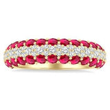 14K Yellow Gold Ruby and Round Cut Diamond Precious Band, 0.50Carat TW