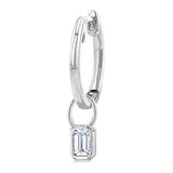 14K White Gold Bezel Set Huggie Earrings with .30 Carat TW Emerald Cut Diamonds