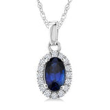 10KW Diamond and Sapphire Pendant w/ 0.07 ctw & 18"