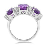 10K White Gold Amethyst and Diamond Past Present & Future Ring, 0.10 Carat dia. TW
