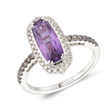 14K Vanilla Gold LeVian (1.65Carat TW) Grape Amethyst with  (0.34Carat TW) Chocolate and Nude Diamonds Ring
