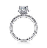 Platinum Hart Hidden Halo Oval Diamond Engagement Ring w/ 0.35 ctw