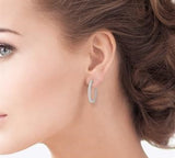 14K White Gold Diamond Hoop Earrings, 2.0 Carat tw