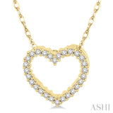 10K Yellow Gold Open Diamond Heart Pendant, 0.08CTW