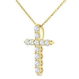 14K Yellow Gold  .33Carat TW Diamond Cross Pendant