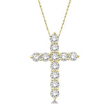 14K Yellow Gold Diamond Cross Pendant-  0.75 ctw
