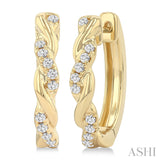 14K Yellow Gold Twisted Diamond Hoop Earrings, 0.30 Carat TW