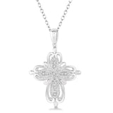 Sterling Silver Diamond Cross Pendant, 0.05 Carat TW
