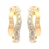14K Yellow Gold Diamond Wavy Hoop Earrings, 0.51Carat TW