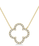 14KY .25CTW Diamond Clover Round Cut Necklace 18"