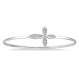 Sterling Silver Flexi Diamond Cross Bangle w/ 0.05 ctw