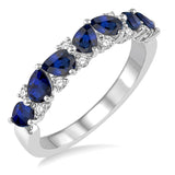 14K White Gold Sapphire and Diamond Ring, 0.15 Carat Dia. TW