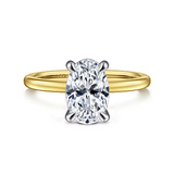 14K Yellow and White Gold 2.0Carat Diamond Oval  Engagement Ring, 6.5