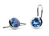 Sterling Silver Blue Topaz Round Drop Earrings