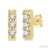 10K Yellow Gold Petite Diamond Bar Earrings, 0.07 Carat TW