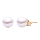14K Yellow Gold Freshwater Pearl Stud Earrings, 7 - 7.5 mm