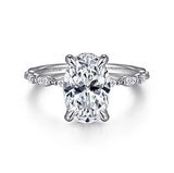 14KW Oval Hidden Halo Diamond Engagement Ring