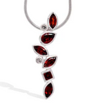 Sterling Silver Garnet and White Topaz Necklace