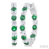 14KW Emerald & Diamond Hoop Earrings w/ 2.4ct Em. & 0.60 ctw Dia.