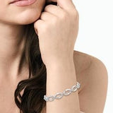 Sterling Silver Oval Link Diamond Bracelet, 0.10 Carat TW
