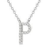 10KW Diamond Initial "P" Necklace w/ 0.04 ctw & 18" Pendant