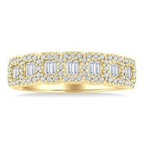 14K Yellow Gold Baguette & Round Diamond Halo Fusion Band, 0.50 Carat TW
