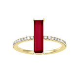 14KY 1.65CT Lab Grown Flame Ruby with .20CTW LG Diamond Ring