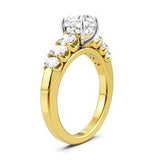 14K Yellow /White Gold 2.0Carat Diamond Round with 1.0Carat TW Oval Diamonds Engagement Ring - Semi-Mount