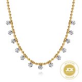 14K Yellow Gold Diamond Drop Station Necklace, 0.50 Carat TW