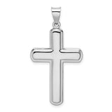 Sterling Silver Rhodium Polished Cross