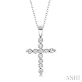 Sterling Silver Diamond Cross Pendant, 0.10 Carat TW