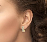 Yellow Gold Diamond Triple Row Huggie Earrings