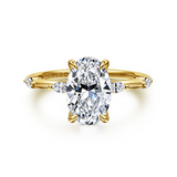 14K Yellow Gold 2.0Carat Diamond Marquise Center with .16 Carat TW Diamonds