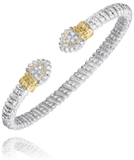 Sterling Silver/14K Yellow 4MM Diamond Fashion Bracelet .07Carat TW